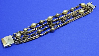 Pulsera de perlas grises y blancas de 4 hilos de plata de ley MICHAEL DAWKINS ¡ENVÍO GRATUITO!! Foto 1 de 4