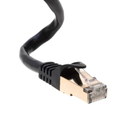 LOTE de cables de conexión Ethernet Cat7 S/FTP de alta velocidad 600 MHz negro 30-200 pies paquete múltiple Foto 1 de 4