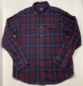 George Long Sleeve Button Down Flannel Men's Medium 38-40 Red Plaid - Picture 1 of 10