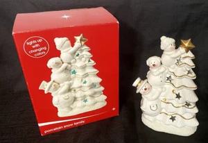JCP Home 10" Porzellan Schnee Familie mit Farbwechsel Weihnachtsbaum Trimmen - Bild 1 von 11