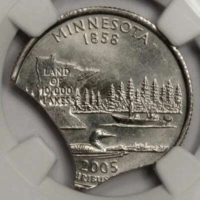 2005 D NGC MS66 Large Double Curved Clips Minnesota Quarter Mint Error Very Rare - Image 1 of 4