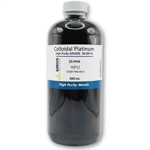 Echte kolloidale Platin-Nanopartikel (PtNPs): 25 ppm - 500 ml in Kunststoff - Bild 1 von 2