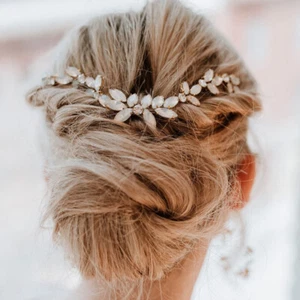 Opal Hair Vine Wedding Hair Comb Bridal Hair Swag Draped Bridal Headpiece - Picture 1 of 7