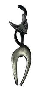 Vintage Mid Century Modern Silver Tone Kitty Catching - Imagen 1 de 2