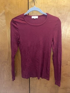 Michael Stars Red Long Sleeve Ribbed Top Small - Picture 1 of 5