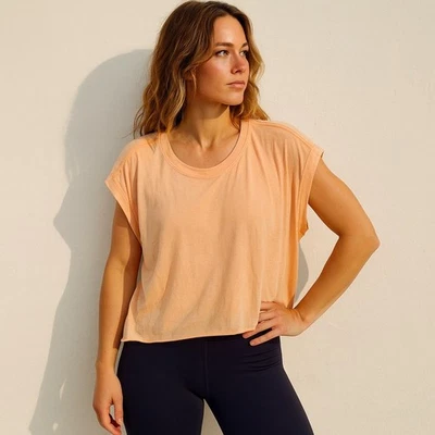 Free People Movement My Time Tee Womens Small Peach Orange Top Oversized - Image 1 of 4