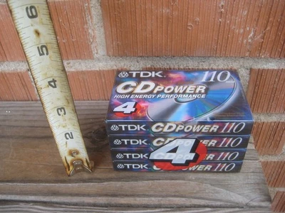 Paquete de 4 casetes de audio en blanco TDK Power 110 min alto sesgo tipo II ~ NUEVOS SELLADOS Foto 1 de 4