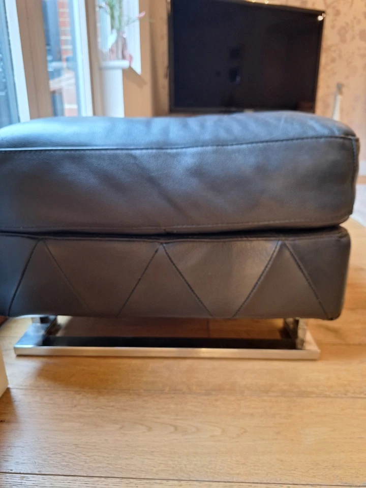 Large Black Dfs Pouffe Footstool With Storage - Image 1 of 2
