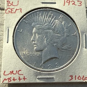 1923 P BU GEM PEACE SILBER DOLLAR UNZ. MS+++ US MINT RARE COIN 3106 - Bild 1 von 2