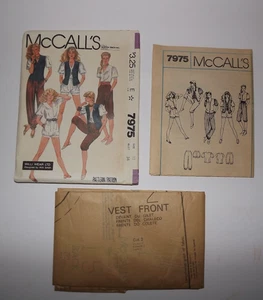 McCall's Pattern #7975 Misses Junior Petite Vest Blouse Pants Knickers Or Shorts - Picture 1 of 7