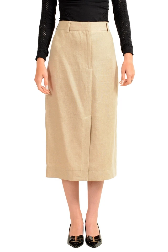 Burberry Women's "Jean_407" 100% Linen Oatmeal Beige Pencil Skirt US 6 IT 40 - Image 1 of 4