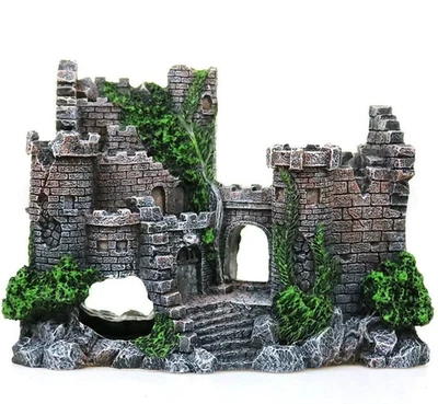 Acuario Pecera Paisajismo Adornos Castillo Oculto Camarón Cueva Resina Castillo Foto 1 de 4