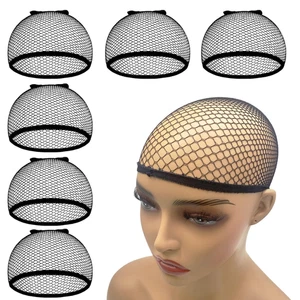 6 Pezzi Cappellini Parrucca, Nero Maglia Parrucca Cap Rete Tessitura Estremità Chiusa Parrucca Cappellini per Donna, - Foto 1 di 12