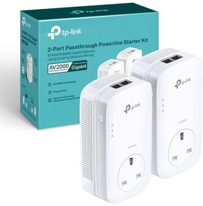TP-Link TL-PA9020PKIT 2-Port Gigabit Passthrough Powerline Starter Kit, UK Plug - Picture 1 of 7