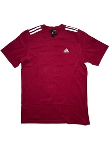 Adidas Burgendy 3-Stripes Logo T-Shirt Size M – Sportswear Gym Tee VGC Casual - Picture 1 of 10