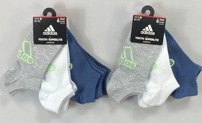 Niñas Jóvenes Adidas Superlite Aeroready 2 Paquete 12 Pares Calcetines No Show 5Y-7Y Foto 1 de 2