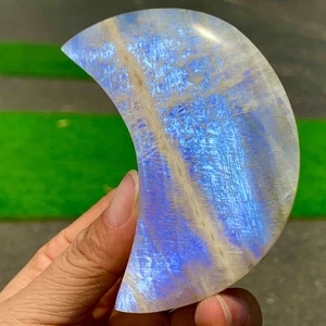 100G Piedra Lunar Azul Natural Luna con Arco Iris Oro Arena Cristal Mineral Curación - Imagen 1 de 23