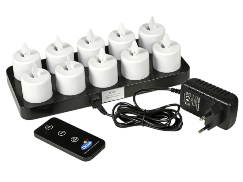 Duni LED Set Moving Flame warm white 10 St. wiederaufladbar Ladestation Fernbed. - Bild 1 von 1