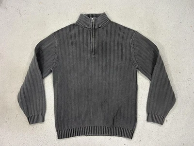 Suéter Hathaway Para Hombres Grande Gris 1/4 Cremallera Cuello Simulado Algodón Acanalado Pullover Grueso Foto 1 de 4