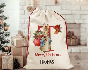 Personalizado 60X40CM Navidad Papá Noel conejito bolsa de regalo grande, conejo Santa saco - Imagen 1 de 3