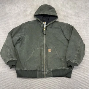 De Colección Carhartt J130 MOS Hombres XL Verde Acolchado Capucha Chaqueta Bombardero Trabajo Cremallera Musgo - Imagen 1 de 10