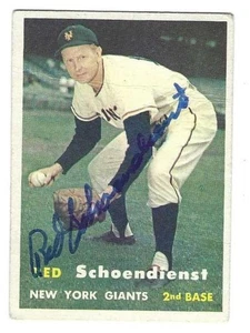 Autographed 1957 Topps Red Schoendienst New York Giants card #154 w/COA - Picture 1 of 1