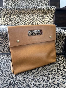 Wathne Vintage 80s Dijon Textured Leather Folded Flap Bag Gold Logo Hardware - Picture 1 of 17