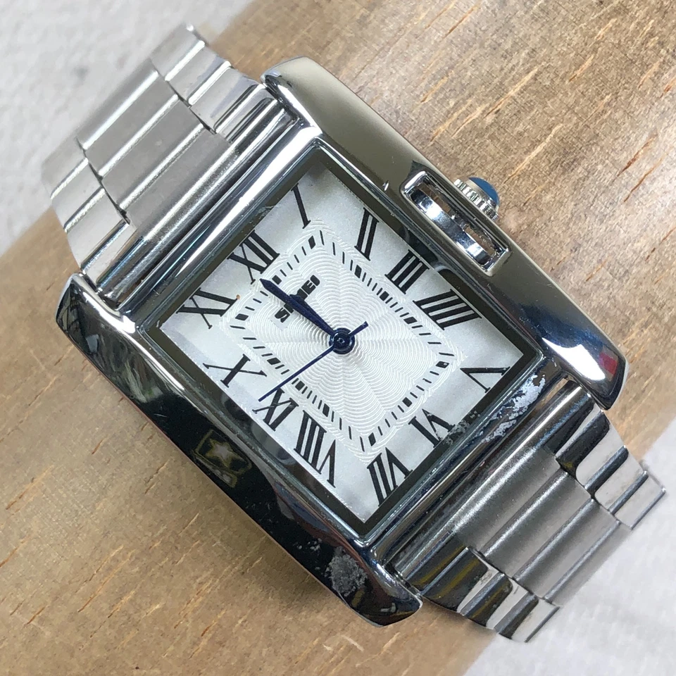 SKMEI Hombre 1284 Tanque Números Romanos Tono Plata Rectangular Cuarzo 30mm Reloj 8" Foto 1 de 4