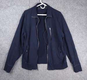 Chaqueta de bombardero tejida Rag & Bone para hombre XL azul cremallera completa bolsillos de algodón bolsillo a presión - Imagen 1 de 8