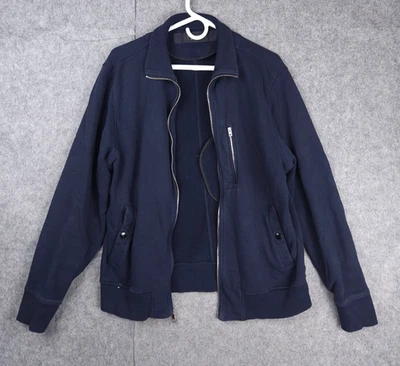 Rag & Bone Knit Bomber Jacket Men's XL Blue Full Zip Cotton Pockets Snap Pocket - Image 1 of 4