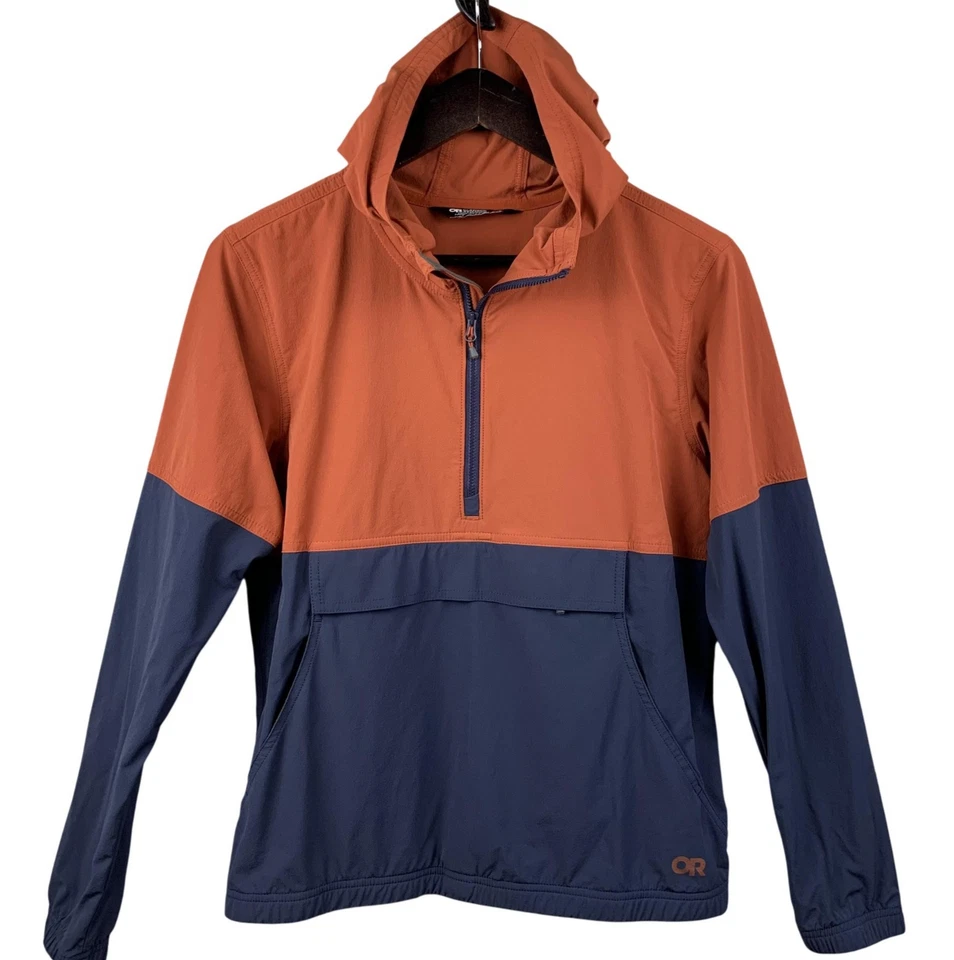 OR Outdoor Research W Ferrosi Anorak Pullover Mens Small Rust Navy Hooded Jacket - Image 1 of 4