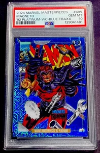 2024 Marvel Masterpieces '92 Platinum #49V MAGNETO VARIANT BLUE TRAXX PSA 10 - Picture 1 of 2