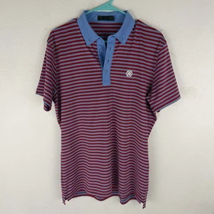 G/Fore Polo Shirt Mens M Blue Red Striped Golf Performance Stretch Preppy GFore - Picture 1 of 4