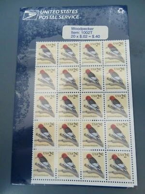 3032 RED-HEADED WOODPECKER SHEET OF (20) 2 CENT STAMPS 1996 MNH SEALED - Image 1 of 2