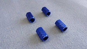 JAGUAR METAL AZUL TAPAS DE VÁLVULA PARA EL POLVO LLANTA Y RUEDA ALUMINIO SÓLIDO - Imagen 1 de 10
