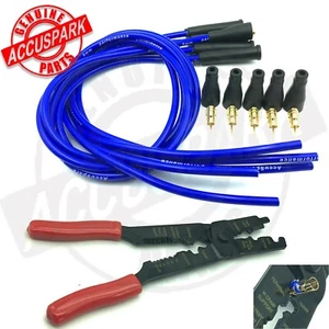 AccuSpark Blu 8mm High Performance Silicone HT Leads 4 Cyl & Metal Crimping Tool - Picture 1 of 8