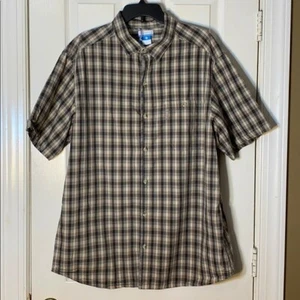 Columbia Men’s Short Sleeve Plaid 100% Cotton Button Up Shirt Size XL Hiking - Picture 1 of 7