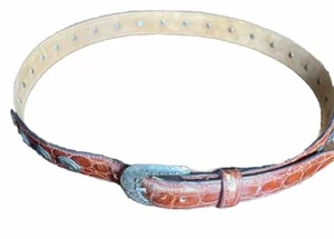 Vintage Saks Fifth Ave Brown Leather Concho Belt With Buckle Italy Sz L - Picture 1 of 5