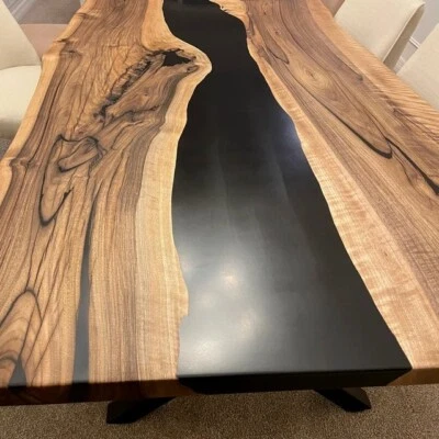 Epoxy Resin Dining Table Top Acacia Wood Table Home Decor Live Edge Table - Image 1 of 4