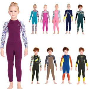 2.5MM Kids One Piece Long / Short Sleeve Surf Diving Wetsuit Girl Boy Swim Suit - Picture 1 of 68