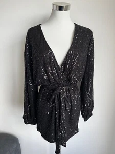 Pailletten Jumpsuit Romper Schwarz S - Bild 1 von 7