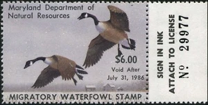 SELLO DE PATO CANADIENSE MARYLAND #12 1985 por David Turnbaugh - Imagen 1 de 1