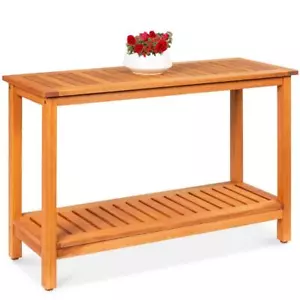 Best Choice Products Console Table Outdoor Rectangular Eucalyptus Wood Brown - Picture 1 of 2