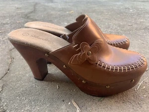 Xhilaration Size 7 Clogs Mules Original Y2K 90S Vtg Chunky Wooden Heel Studded - Picture 1 of 1