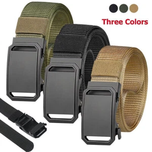 Men Casual Military Tactical Army Adjustable Quick Release Belts Pants Waistband - Picture 1 of 19