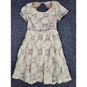 Vestido de Encaje Soieblu Floral Manga Corta Fiesta Cóctel Mujer Talla S Blanco - Imagen 1 de 8