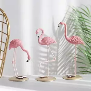 Figurine Flamingo Pink Resin Ornament Modern Small Carved Home Decor Novelty - Picture 1 of 27