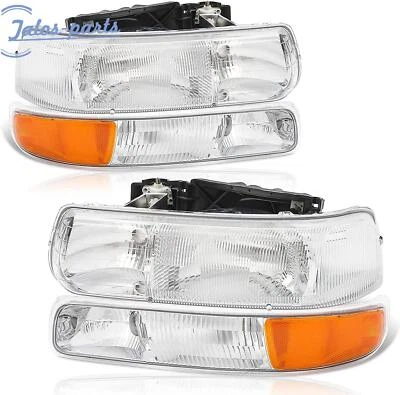 Fit 1999-2002 Chevy Silverado 00-06 Tahoe Suburban Headlights+Signal Lights - Image 1 of 4