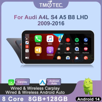 10.25" Android 14 8+128GB Autoradio GPS DSP TPMS CarPlay Für Audi A4/A5/B8/S4/S5 - Bild 1 von 4
