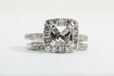 14k Gold F Colorless Natural Diamond Bridal Set Halo Semi Mount GSI Certified